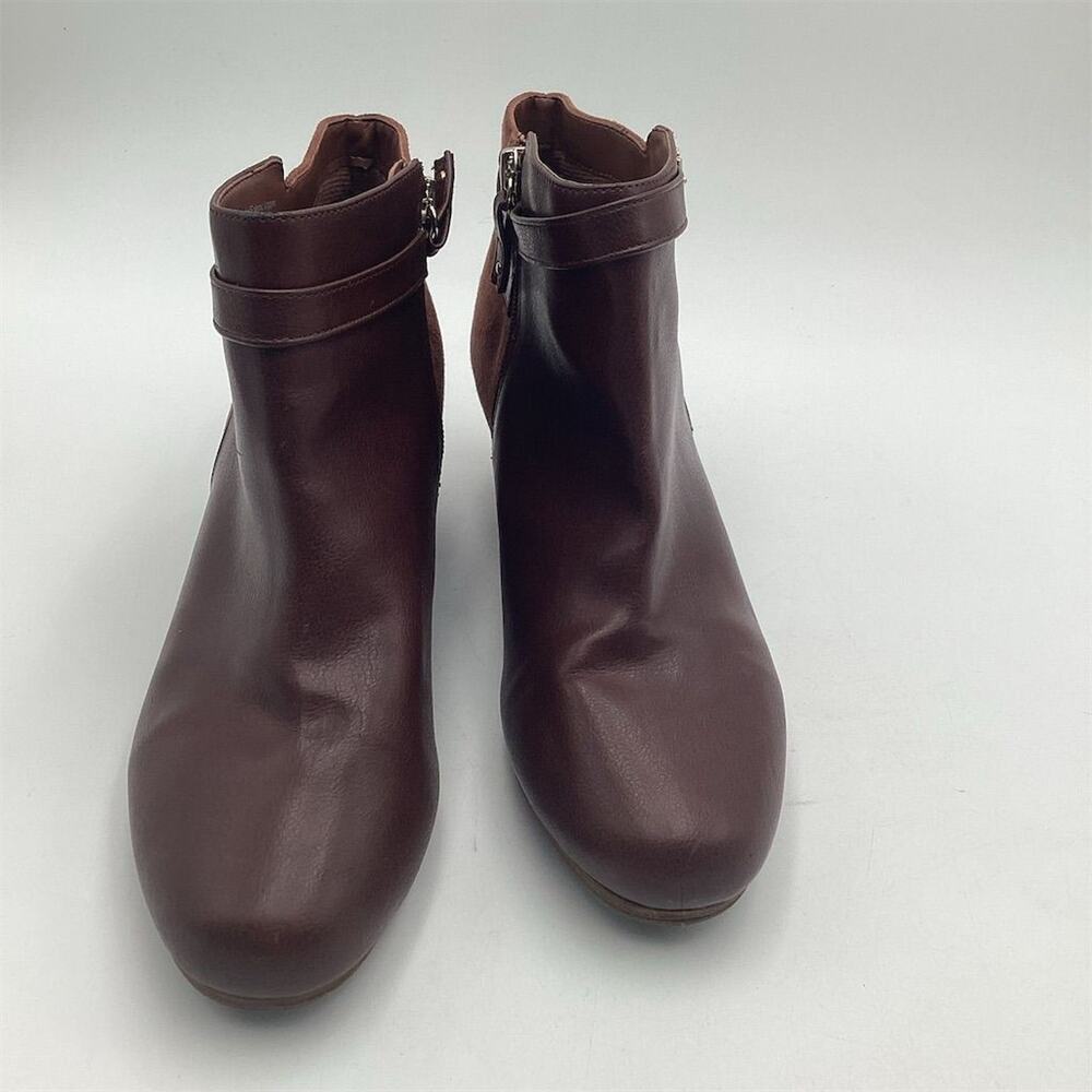 Dr. Scholl's Women's Brown Double Ankle Booties Size 9.5W Zip Wedge - Picture 8 of 11